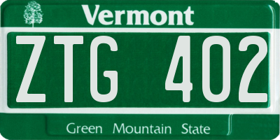VT license plate ZTG402