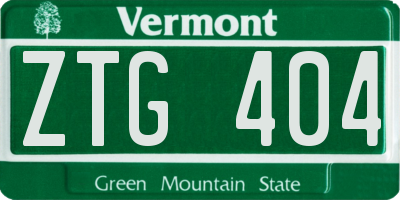 VT license plate ZTG404