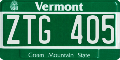 VT license plate ZTG405