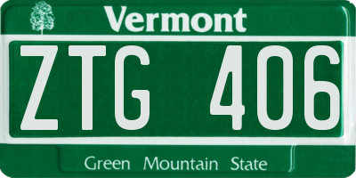 VT license plate ZTG406