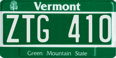 VT license plate ZTG410