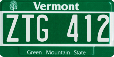 VT license plate ZTG412