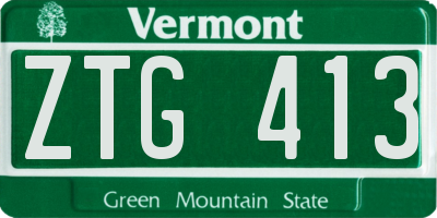 VT license plate ZTG413