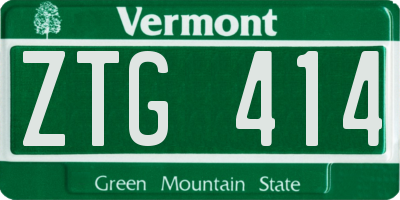 VT license plate ZTG414