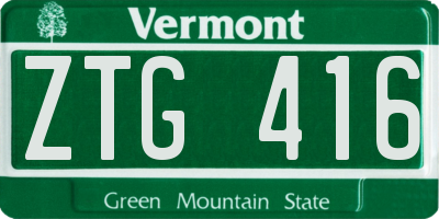 VT license plate ZTG416