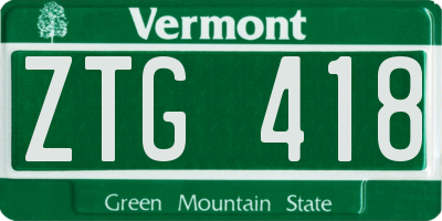 VT license plate ZTG418