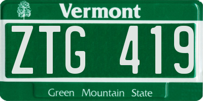 VT license plate ZTG419