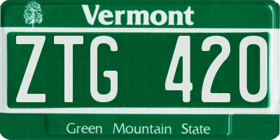 VT license plate ZTG420