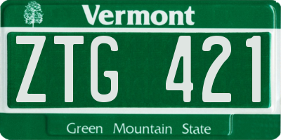 VT license plate ZTG421