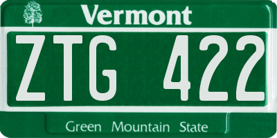 VT license plate ZTG422