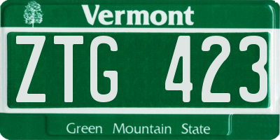 VT license plate ZTG423