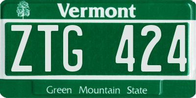 VT license plate ZTG424