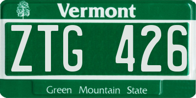 VT license plate ZTG426