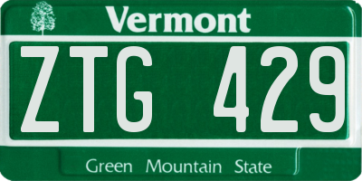 VT license plate ZTG429