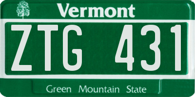 VT license plate ZTG431
