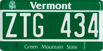 VT license plate ZTG434