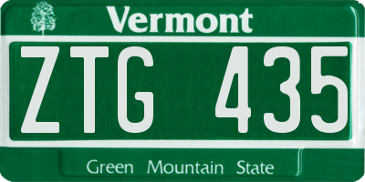 VT license plate ZTG435