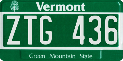 VT license plate ZTG436