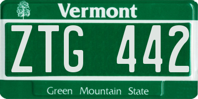 VT license plate ZTG442