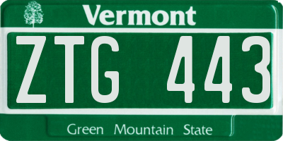 VT license plate ZTG443