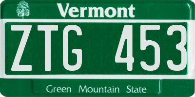 VT license plate ZTG453