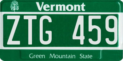 VT license plate ZTG459