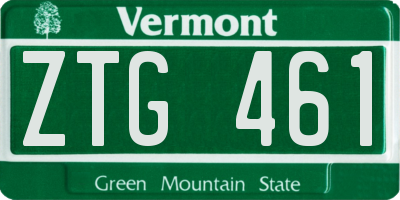 VT license plate ZTG461