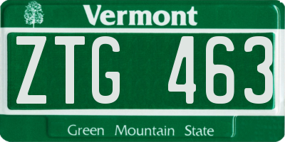 VT license plate ZTG463