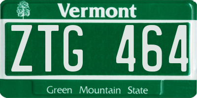 VT license plate ZTG464