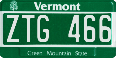 VT license plate ZTG466
