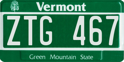 VT license plate ZTG467