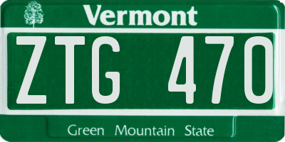VT license plate ZTG470