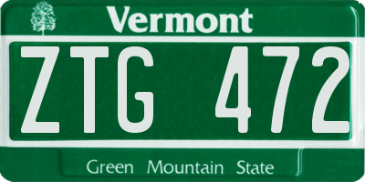 VT license plate ZTG472