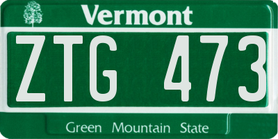 VT license plate ZTG473