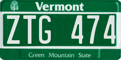 VT license plate ZTG474
