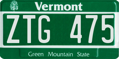 VT license plate ZTG475