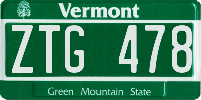VT license plate ZTG478