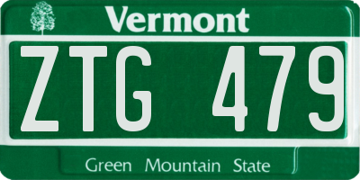 VT license plate ZTG479