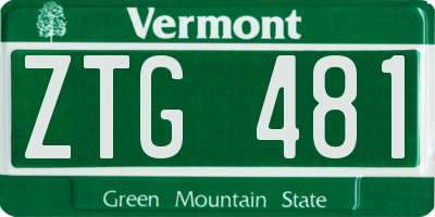 VT license plate ZTG481