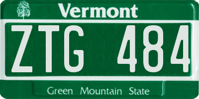 VT license plate ZTG484