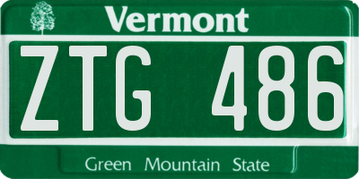 VT license plate ZTG486