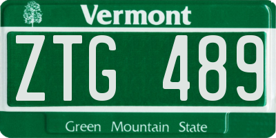 VT license plate ZTG489