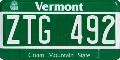 VT license plate ZTG492
