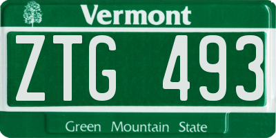 VT license plate ZTG493