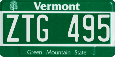 VT license plate ZTG495