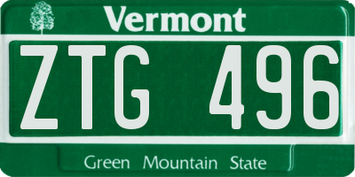VT license plate ZTG496