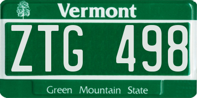 VT license plate ZTG498