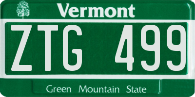 VT license plate ZTG499