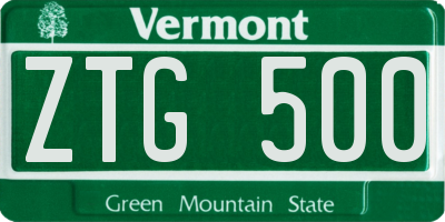 VT license plate ZTG500