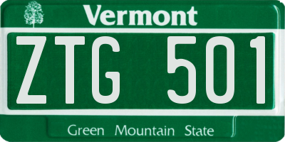VT license plate ZTG501